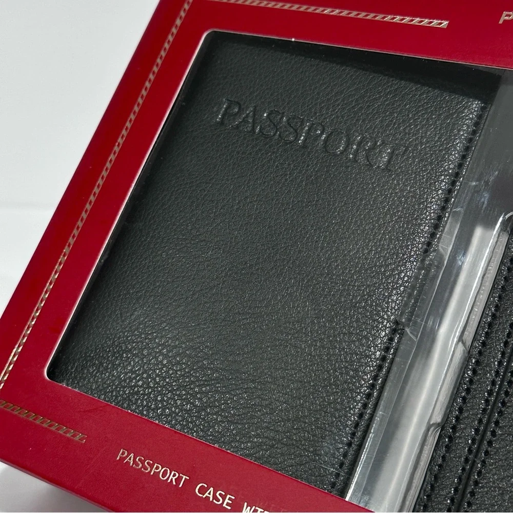 CCO Perry Ellis Black Passport Holder Travel Case Set